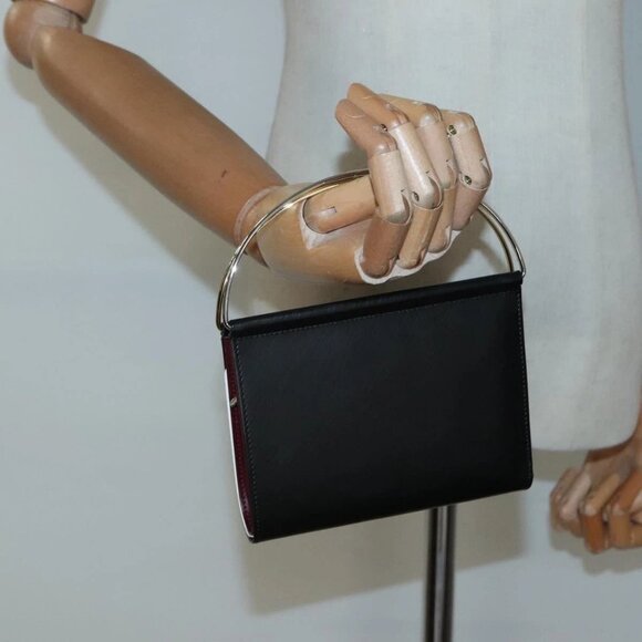 CARTIER Trinity Wallet Bag Hand Bag Leather Black - Picture 15 of 16